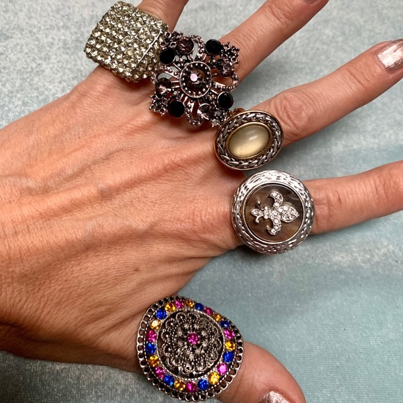 Jewelry - Lot of 5 Fashion Vintage Style Cocktail Rings